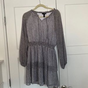 AQUA Long Sleeve Print Dress